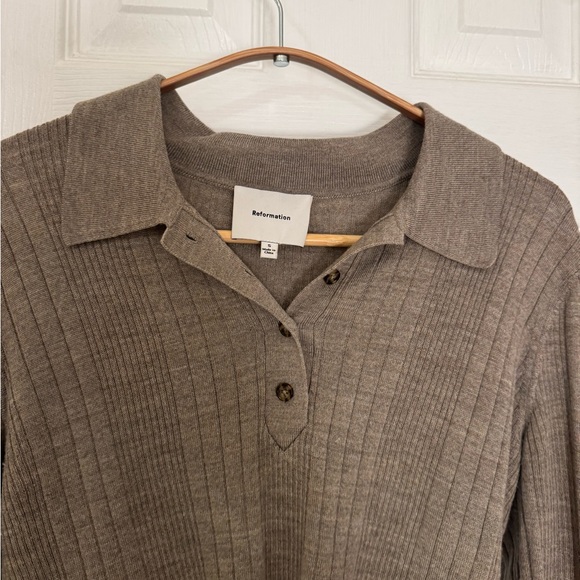 Reformation Wool Ribbed Polo - Picture 2 of 6